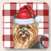 Dessous-de-verre Biewing hiver Terrier Chien de vacances Red Plaid (Devant)