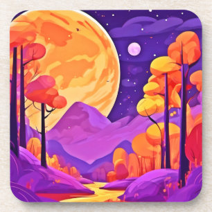 Dessous-de-verre Big Moon & Cartoon Arbres Art
