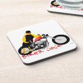 Dessous-de-verre BIKER CHICK assise sur sa moto (Côté gauche)