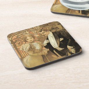 Dessous-de-verre Biscuits Flirt Art Nouveau Vintage, Alphonse Mucha