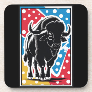 Dessous-de-verre Bison - Buffalo Pop Art Vintage Retro