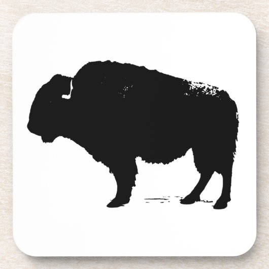 Dessous-de-verre Bison de Buffalo Art noir et blanc (Devant)