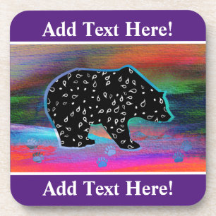 Dessous-de-verre Black Bear Spirit Northern Lights Beverage Coaster