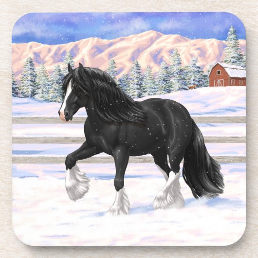 Dessous-de-verre Black Gypsy Vanner Irlandais Cob Brouillon Cheval (Devant)