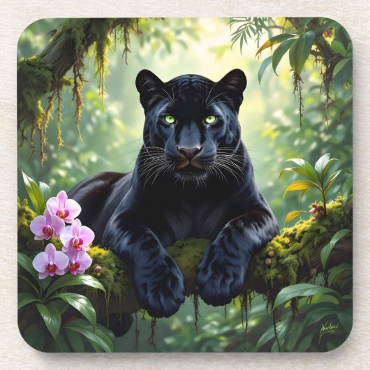 Dessous-de-verre Black Panther in the Jungle (Devant)