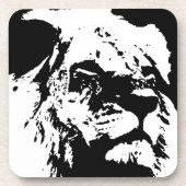 Dessous-de-verre Black & white lion pop art (Devant)