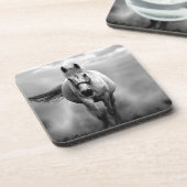 Dessous-de-verre Black White Runse Horse Freedom (Côté gauche)