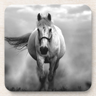 Dessous-de-verre Black White Runse Horse Freedom