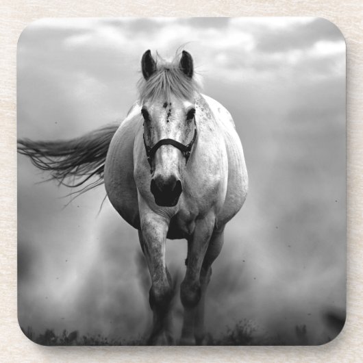 Dessous-de-verre Black White Runse Horse Freedom (Devant)