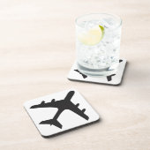 Dessous-de-verre Blanc noir simple conception d'avion (Côté Droit)