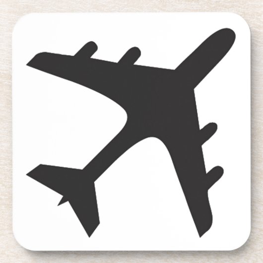 Dessous-de-verre Blanc noir simple conception d'avion (Devant)