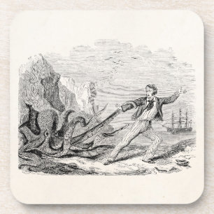 Dessous-de-verre Blanc vintage de M. Beale Pouple Octopus Template