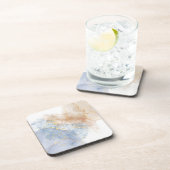 Dessous-de-verre Bleu Abstrait, Taupe et Or (Côté Droit)