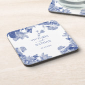 Dessous-de-verre Bleu Blanc Chinoiserie Chic Floral Mariage (Côté gauche)