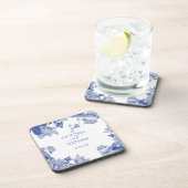 Dessous-de-verre Bleu Blanc Chinoiserie Chic Floral Mariage (Côté Droit)