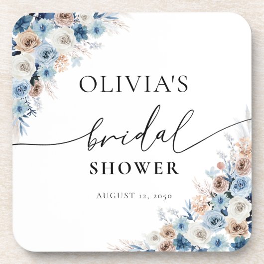 Dessous-de-verre Bleu Boho Floral (Devant)