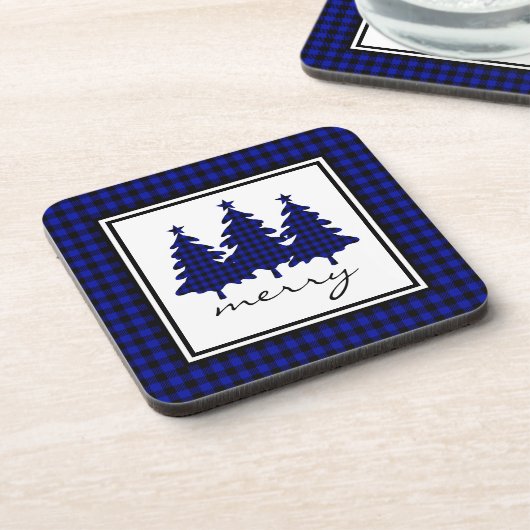Dessous-de-verre Bleu Buffalo Check Pine Trees (Côté gauche)