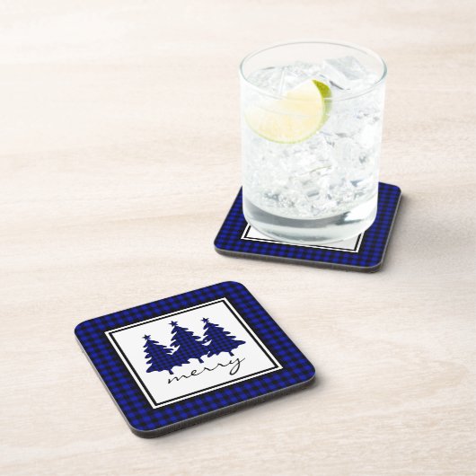 Dessous-de-verre Bleu Buffalo Check Pine Trees (Côté Droit)