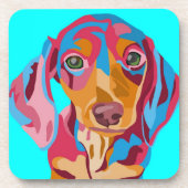 Dessous de verre bleu-clair de boissons de teckel (Devant)