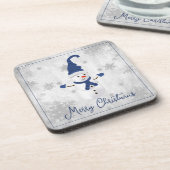 Dessous-de-verre Bleu Cute Snowman Beverage Coaster (Côté gauche)
