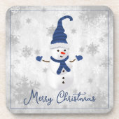Dessous-de-verre Bleu Cute Snowman Beverage Coaster (Devant)
