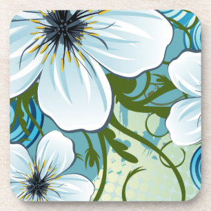 Dessous-de-verre Bleu d'été Floral & Papillons