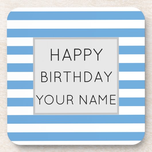 Dessous-de-verre Bleu Et Blanc Joyeux Anniversaire (Devant)