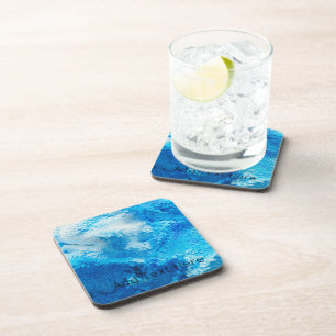 Dessous-de-verre Bleu et blanc Mélange d'art Abstrait