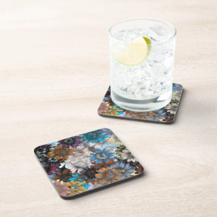 Dessous-de-verre Bleu et marron floral