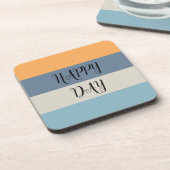 Dessous-de-verre Bleu et orange rayé Joyeux Jour (Côté gauche)