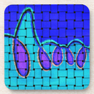 Dessous-de-verre Bleu Français Abstrait avec Texture Tissée