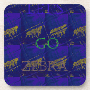 Dessous-de-verre Bleu français "Let's Go Zebra" Abstrait