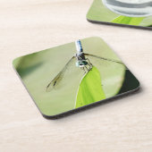 Dessous-de-verre Bleu libellule sur une feuille verte (Côté gauche)