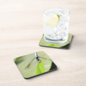 Dessous-de-verre Bleu libellule sur une feuille verte (Côté Droit)