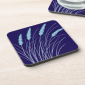 dessous de verre bleu marine avec herbe de plage (Côté gauche)