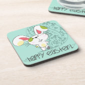 Dessous-de-verre Bleu mignon Joyeux lapin de Pâques (Côté gauche)