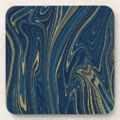 Dessous-de-verre Bleu Nuit & Or Moderne Luxe Marbre Chic (Devant)