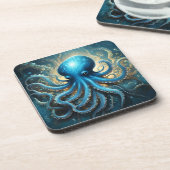 Dessous-de-verre Bleu Octopus Acrylique Abstraite, (Côté gauche)