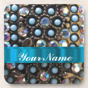 Dessous-de-verre Bleu turquoise perlé