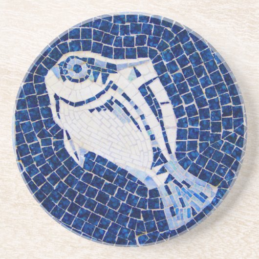 Dessous de verre bleus de mosaïque de poissons (Devant)