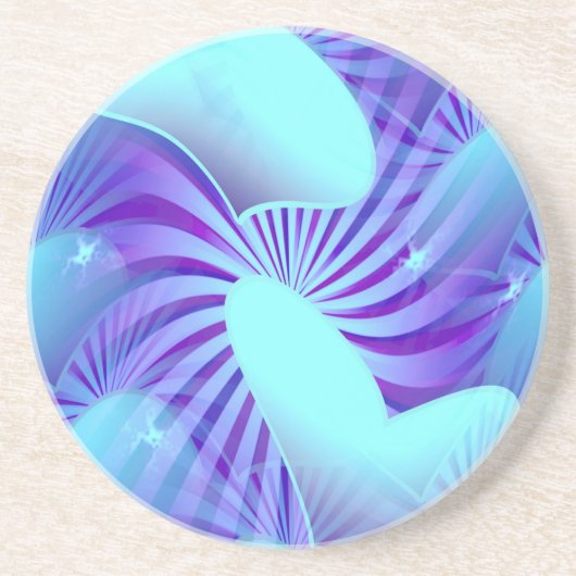 Dessous de verre bleus de motif de coeur (Devant)