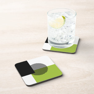 Dessous-de-verre Bloc de couleur moderne rayé cercle vert citron no