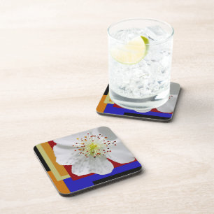 Dessous-de-verre Blossom de printemps blanc Fine Art géométrique co