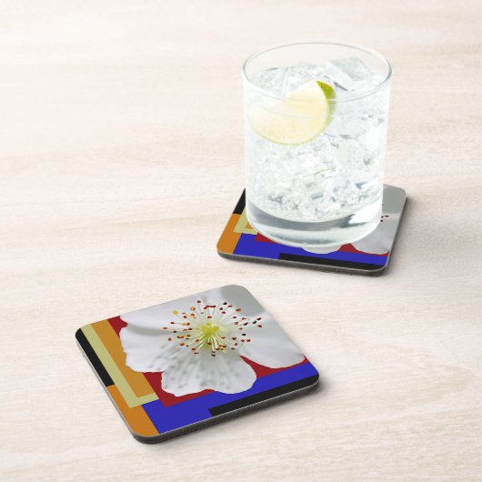 Dessous-de-verre Blossom de printemps blanc Fine Art géométrique co (Côté Droit)