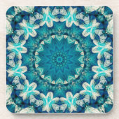 Dessous-de-verre Blue Aqua Mandala Rosette Retro Hippie (Devant)