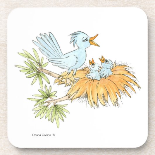 Dessous de verre Blue Bird with Baby Bird (Devant)