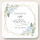 Dessous-de-verre Blue Flowers, White Flowers, Greenery, Birthday (Devant)