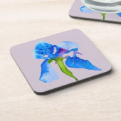 Dessous-de-verre Blue Iris moderne aquarelle art floral (Côté gauche)