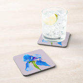 Dessous-de-verre Blue Iris moderne aquarelle art floral (Côté Droit)