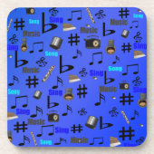 Dessous-de-verre Blue Musical Notes and Instruments (Devant)